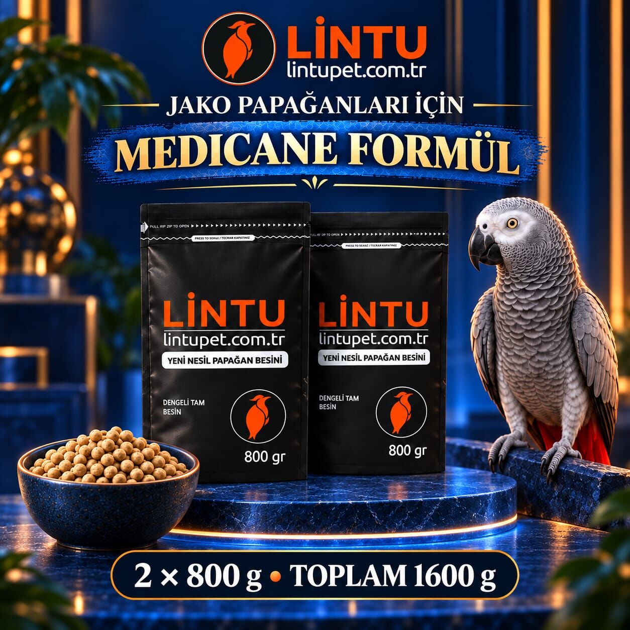 Lintu  Yüksek  Enerji Jako Pellet Yemidir –1.600GR